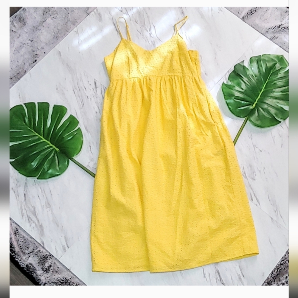 Yellow Eyelet Empire Waist Sundress